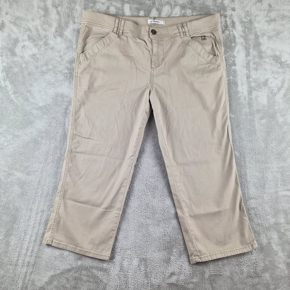 Disney Parks Capri Pants Womens 12 (fits 36x22) Tan Khaki Stretch Cropped Mickey